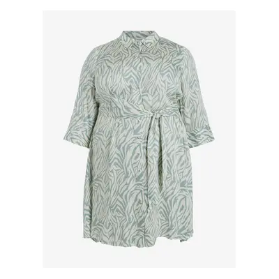 Light Green Women's Patterned Shirt Dress VILA Corba - Ladies