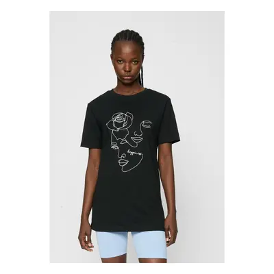 Women's Black T-Shirt One Line Rose