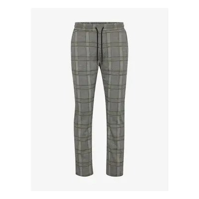 Grey Checkered Pants Blend - Men