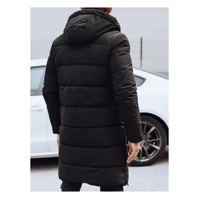 Men's winter long jacket with hood quilted black Dstreet