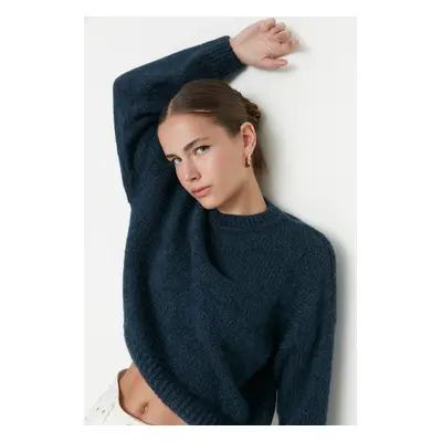 Trendyol Blue Wide Fit Soft Textured Basic Knitwear Sweater