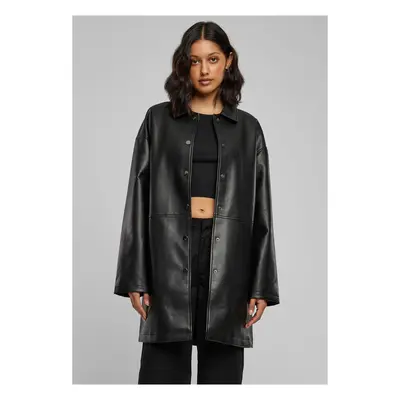 Women's faux leather coat in black