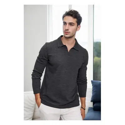 86813 Dewberry Polo Neck Long Sleeve Knitwear-ANTHRACITE