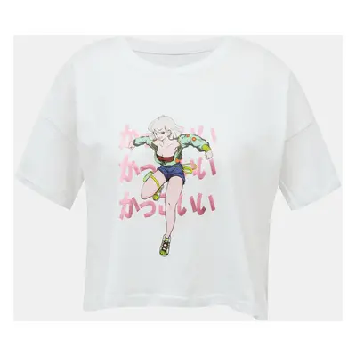 White Short T-shirt with print Noisy May Ken - Women