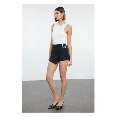 Trendyol Black Thick Belt Detailed Super Mini Woven Shorts Skirt