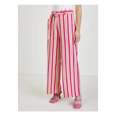 Pink Ladies Linen Striped Trousers ORSAY - Women