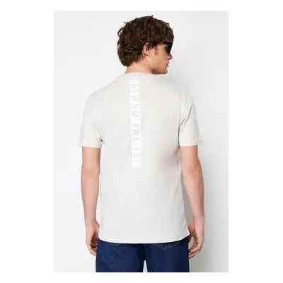 Trendyol Stone Regular Cut Printed on Back 100% Cotton Short Sleeve T-Shirt