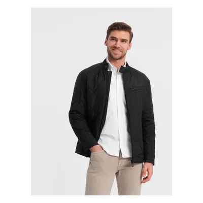 Ombre BIKER men's insulated jacket quilted in a diamond pattern - black