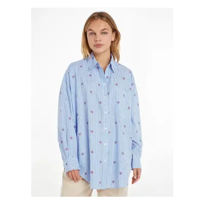 Blue Striped Oversize Shirt Tommy Hilfiger - Women