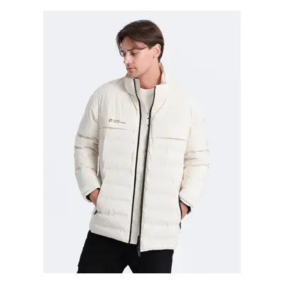 Ombre Men's winter jacket with detachable hood - cream