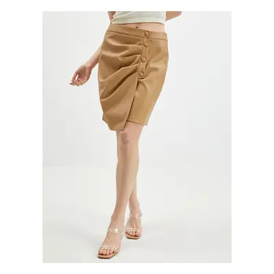 Orsay Light brown women's leatherette skirt - Ladies