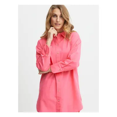 Pink Ladies Shirt with Linen Fransa - Ladies