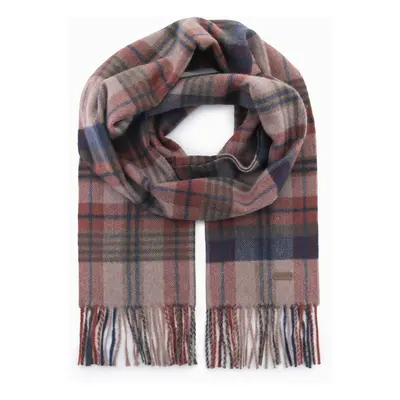 Ombre Men's Scottish check scarf with tassels - brown and brick