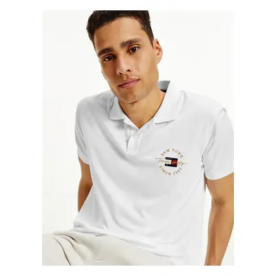 White Men's Polo Shirt Tommy Hilfiger Icon Logo Interlock - Men's