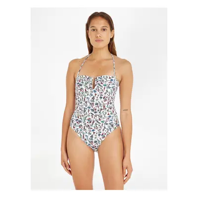 White Women's Floral One Piece Swimwear Tommy Hilfiger Underwear - Women