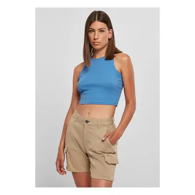 Women's top with cropped ribs horizon blue