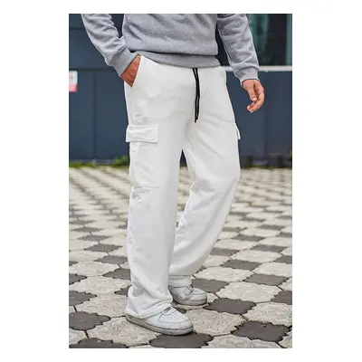 Trendyol Ecru Wide Leg/Wide Cut Cargo Pocket Sweatpants