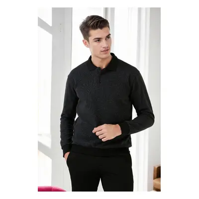 77856 Dewberry Polo Neck Mens Sweater-ANTHRACITE