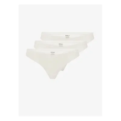 Set of three women cream thongs ONLY Tracy - Women