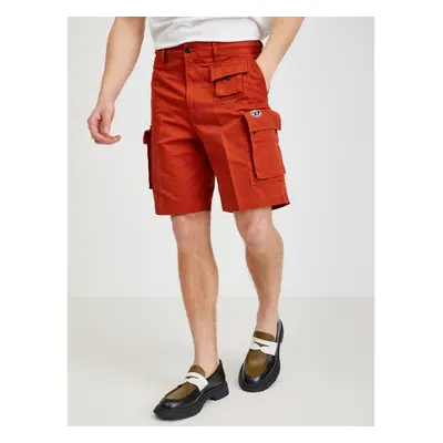 Red Mens Shorts with Diesel Pockets - Men