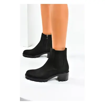 Fox Shoes Women's Black Suede Short Heeled Boots