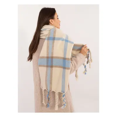 Light beige warm checkered scarf