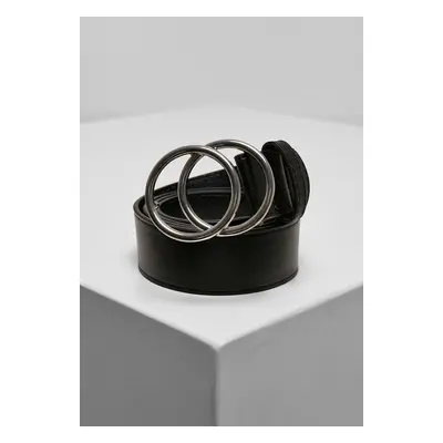 Belt with ring buckle black/silver