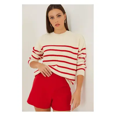 Bianco Lucci Women's Striped Thessaloniki Knitted Knitwear Sweater