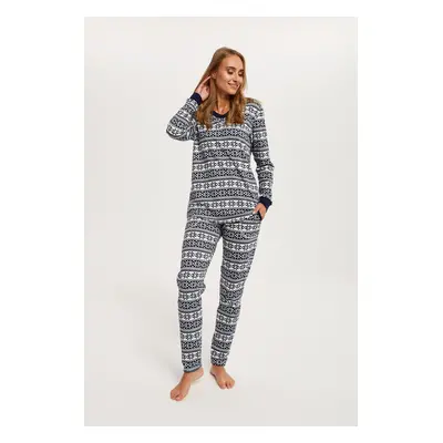 Women's pyjamas Alaska long sleeves, long trousers - navy blue print