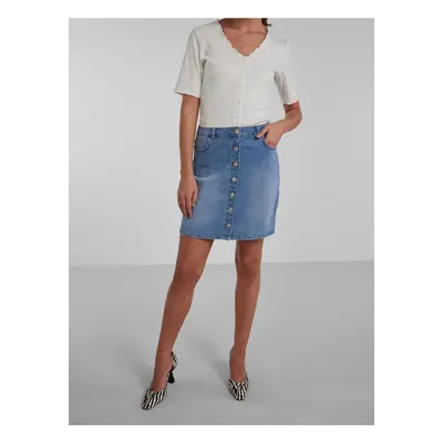 Light blue women's denim skirt Pieces Peggy - Women