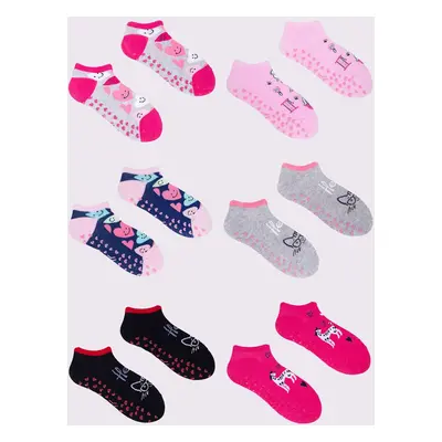 Yoclub Kids's Girls' Ankle Socks Patterns Colours 6-Pack