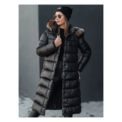 Women&#039;s winter quilted jacket with hood CROMBILA black Dstreet