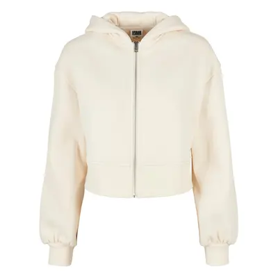 Women's Short Oversized Jacket with Zipper Whitesand