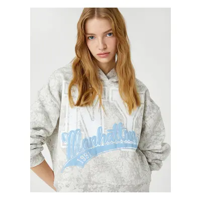 Koton Hoodie Sweatshirt College Printed Long Sleeve