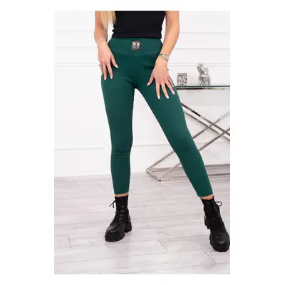 Ribbed high-waisted leggings in dark green