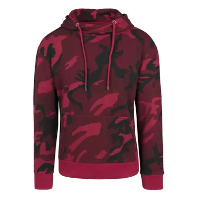 High Neck Camo Hoody Burgundy Camouflage