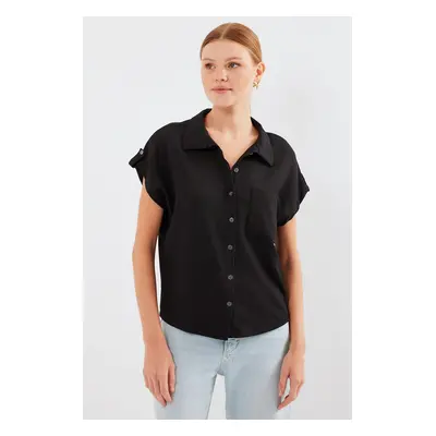 Bigdart Cuffed Double Short Sleeve Shirt - Black