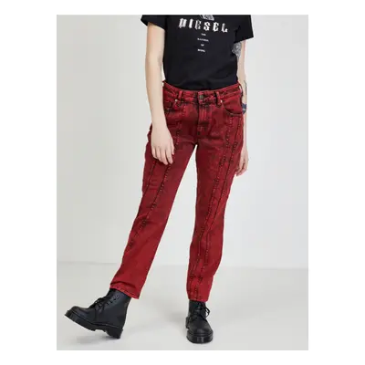 Women's Red Straight Fit Jeans Diesel Joy - Women