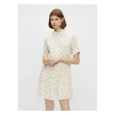 Cream Floral Shirt Dress Pieces Thea - Women