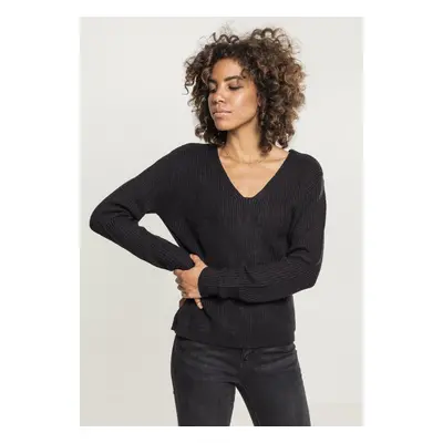 Women's sweater with lace-up on the back - black