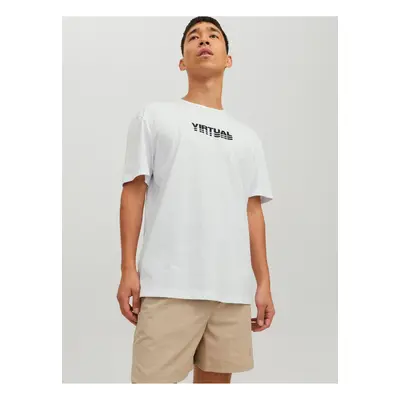 White Men's T-Shirt with print on the back Jack & Jones Digit - Men