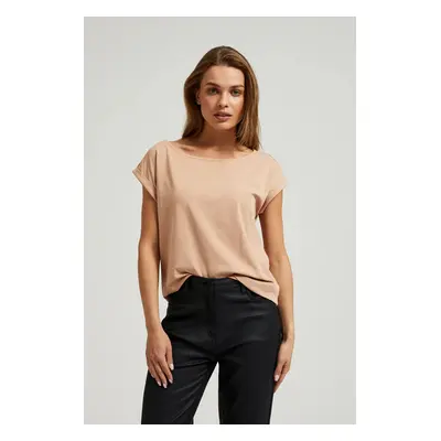 Beige T-shirt with a round neckline