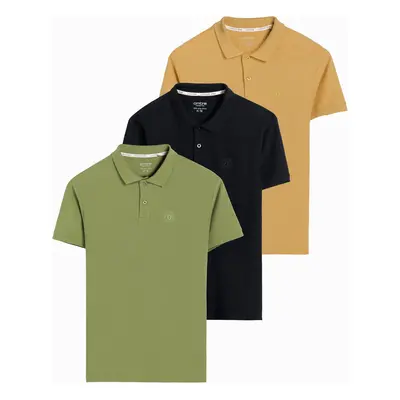 Ombre Set of men's pique knit polo shirts 3-pack