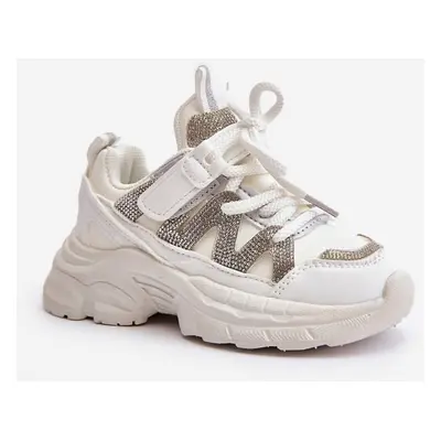 Children's sneakers with crystals white Rianalla