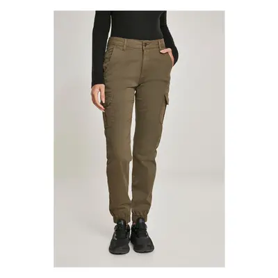 Women's high-waisted cargo trousers olive