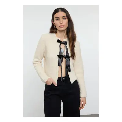 Trendyol Stone Ribbon Detailed Knitwear Cardigan