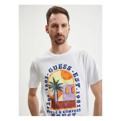 White Men's T-Shirt Guess Palm Window - Men