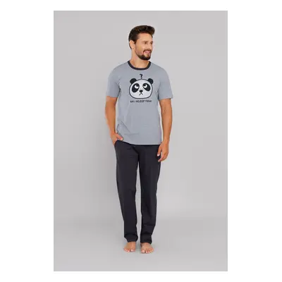 Men's pyjamas Jugo, short sleeves, long legs - melange/graphite