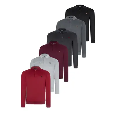 SET OF SIX V4007 DEWBERRY MEN'S SWEATSHIRT-BLACK-NAVY-ANTHRACITE-BURGUNDY-GRAY-PURPLE