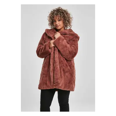 Women's Dark Plush Coat with Hood